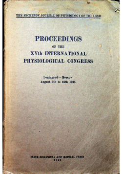 Proceedings of the XVth international physiological congress 1938r