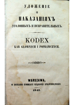 Kodex kar głównych i poprawczych 1847r