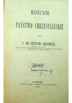 Kościół i państwo chrześcijańskie 1891 r