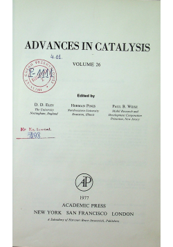 Advances in catalysis volume 26