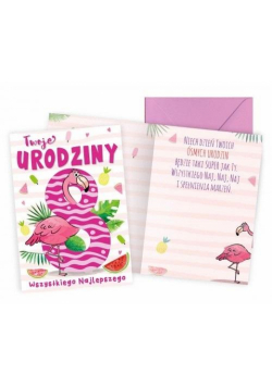 Karnet B6 Urodziny 8 flaming