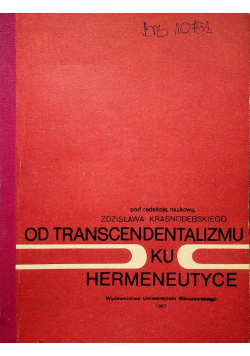 Od transcendentalizmu ku hermeneutyce
