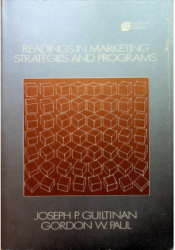 Readings in marketing strategies and programs