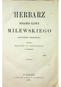 Herbarz Ignacego Kapicy Milewskiego 1870r