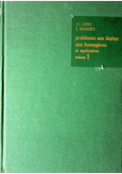 problemes aux limites non homogenes volume 1