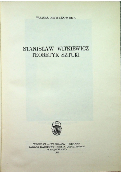 Stanisław Witkiewicz teoretyk sztuki