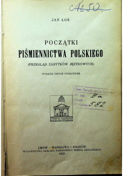 Początki piśmiennictwa polskiego 1922 r