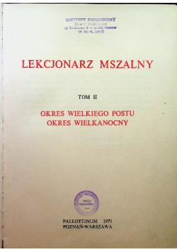 Lekcjonarz Mszalny Tom II