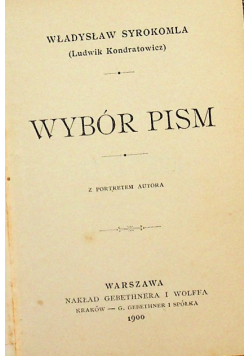 Syrokomla Wybór Pism Miniatura 1900 r.
