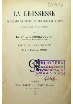 La grossesse etude sur sa duree et sur ses variations 1901 r