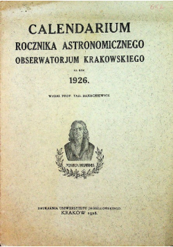Calendarium rocznika astronomicznego 1926 r.