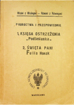 Księga ostrzeżenia Podlasianka Święta Pani Fulla Horak