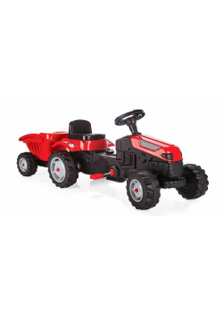 Traktor na pedały z przyczepą czerwony