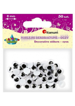 Oczy samoprzylepne bez rzęs 8mm okrągłe 50szt