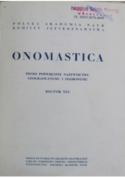 Onomastica rocznik XXX