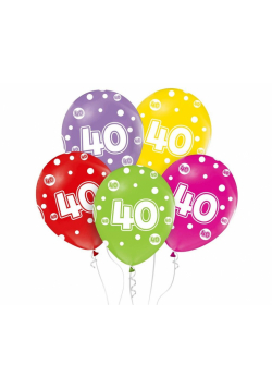 Balony liczba 40 urodziny 30cm 5szt