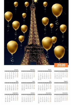 paris eiffel tower 2020 calendar creative blank journal