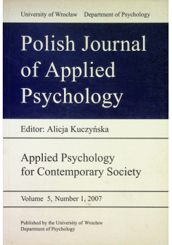 Polish Journal of Applied psychology