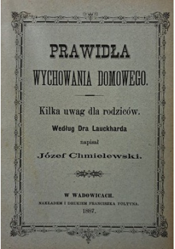 Prawidła wychowania domowego 1887r