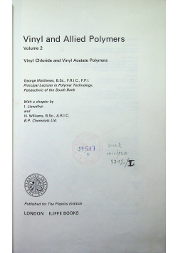Vinyl and Allied Polymers vol 2