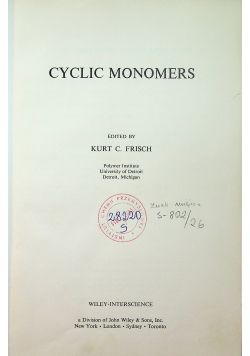 Cyclic Monomers