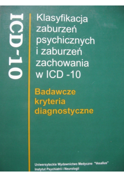 Klasyfikacja zaburzeń psychicznych i zaburzeń zachowania w ICD  10