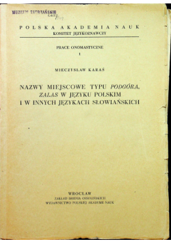 Nazwy miejscowe typu podgóra Zalas w języku polskim