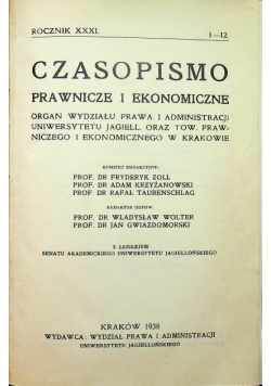 Czasopismo prawnicze i ekonomiczne rocznik XXXI 1938r