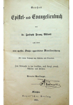 Grobess Epistel und Evangelienbuch 1866 r.
