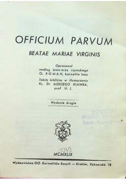 Officium Parvum Beatae Mariae Virginis 1948 r.