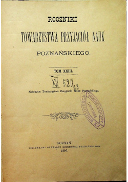 Roczniki towarzystwa przyjaciół nauk Poznańskiego 1896 r