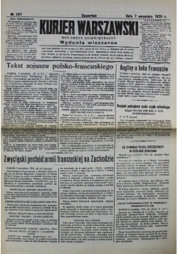 Kurjer Warszawski Nr 247 1939 r reprint