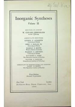 Inorganic syntheses Volume II 1946 r.