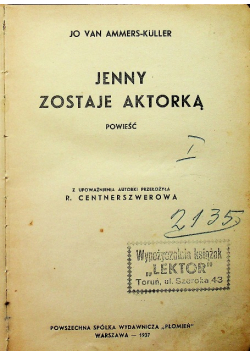 Jenny zostaje aktorką 1937 r