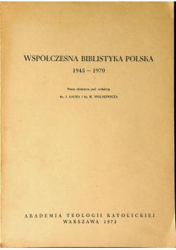Współczesna Biblistyka Polska 1945 1970