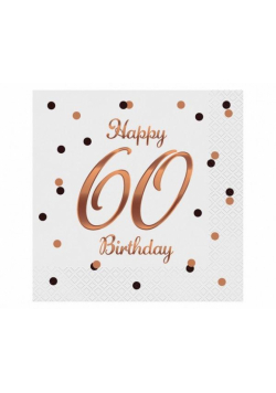 Serwetki B&C Happy 60 Birthday białe 33x33cm 20szt