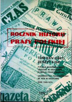 Rocznik historii prasy polskiej Tom XXIV Zeszt 4