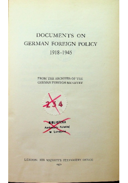 Documents on German Foreign Policy 1918-1945