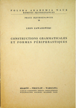 Constructions Grammaticales Et Formes Periphrastiques