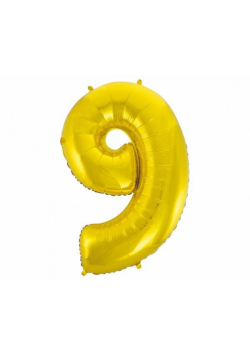 Balon foliowy B&C cyfra 9 złota 92cm