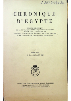 Chronique D Egypte tome XLI nr 82
