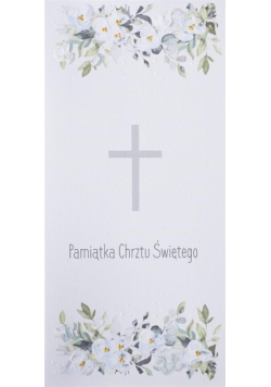 Karnet Chrzest DL C19 - Krzyż kwiaty niebieski
