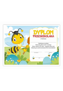 Dyplom A4 przedszkolaka - Pszczółka 10szt