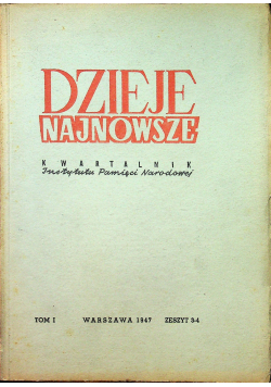 Dzieje najnowsze tom I zezyt 3 - 4 1947r