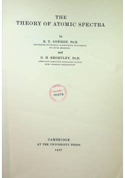 The theory of atomic spectra