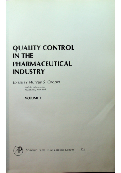 Quality control in the pharmaceutical industry