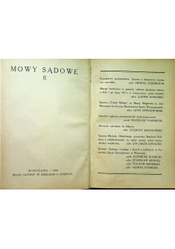 Mowy sądowe tom II 1926 r.