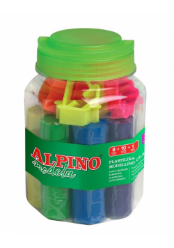Plastelina 8 kolorów + foremki + wałeczek ALPINO