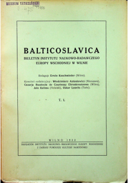 Balticoslavica Tom I 1933 r.