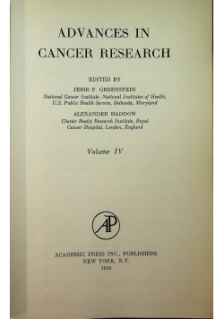 Advances in cancer research Volume IV